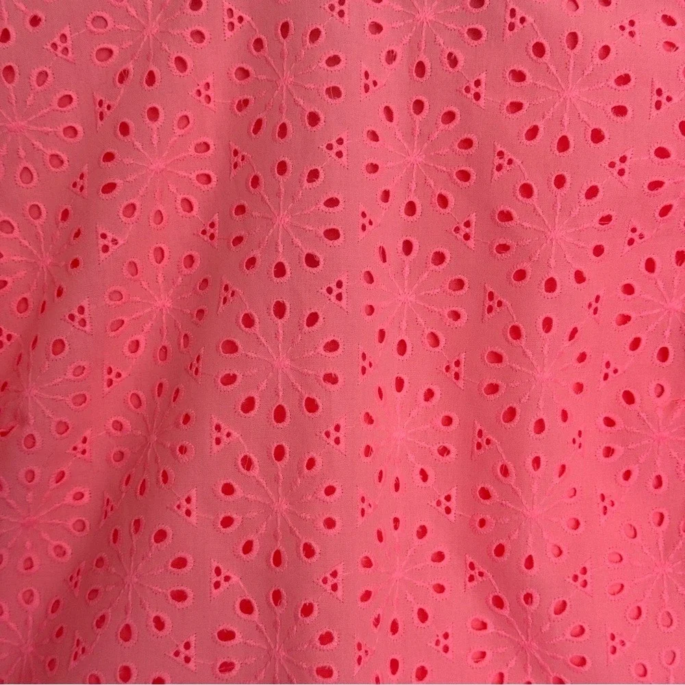 Lilly Pulitzer Size S Neon Coral Shaila Sunburst Eyelet Puff Sleeve Top Summer‎